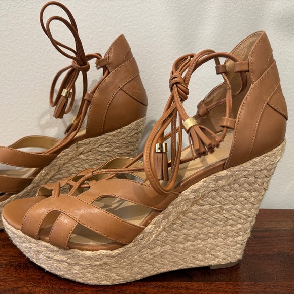 Michael Kors Leather Wedge Sandals - Picture 1 of 5